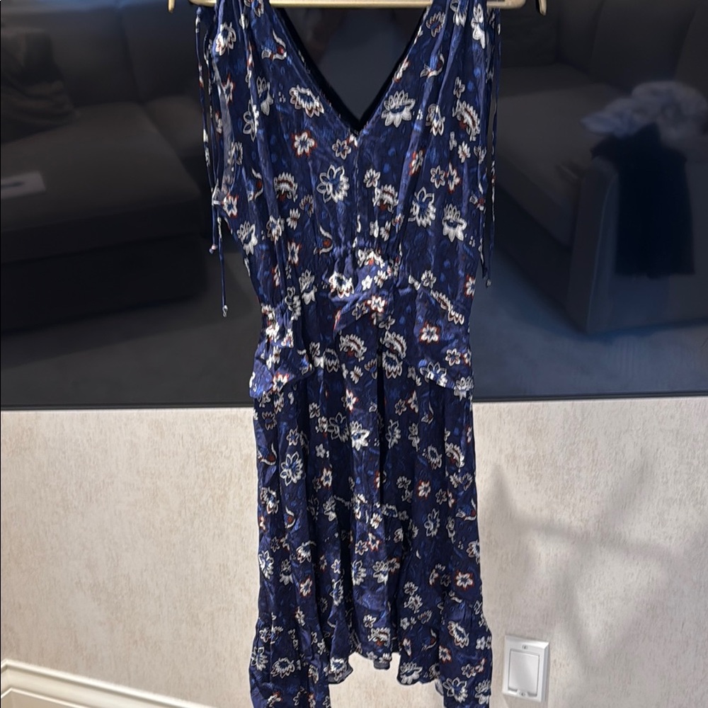 Thakoon Blue High Low Sundress with Flutter Sleeves